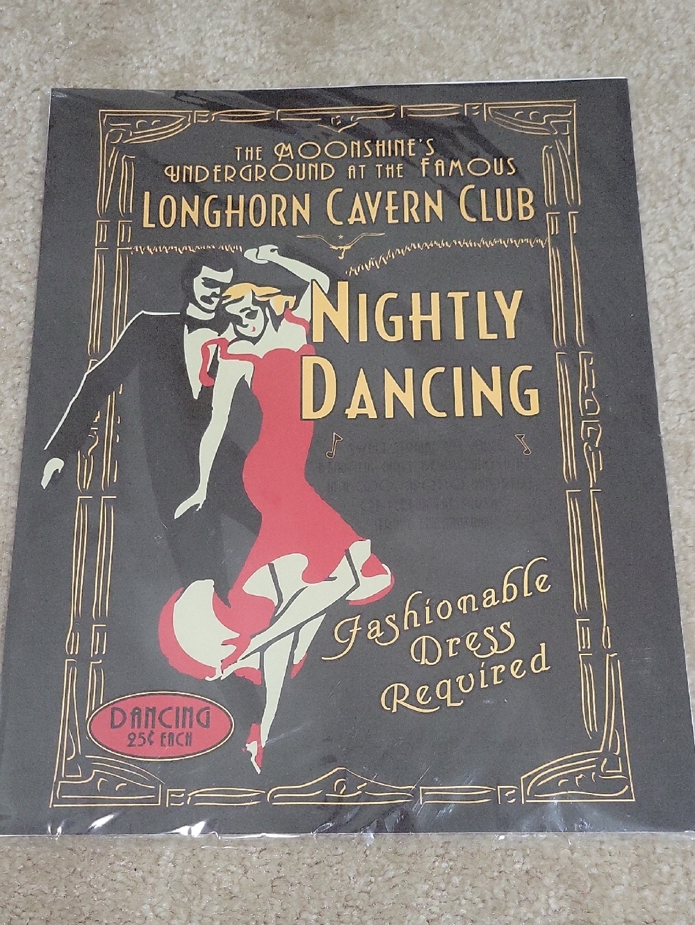 Vintage Style Nightly Dancing Poster - Black, Red, Gold
